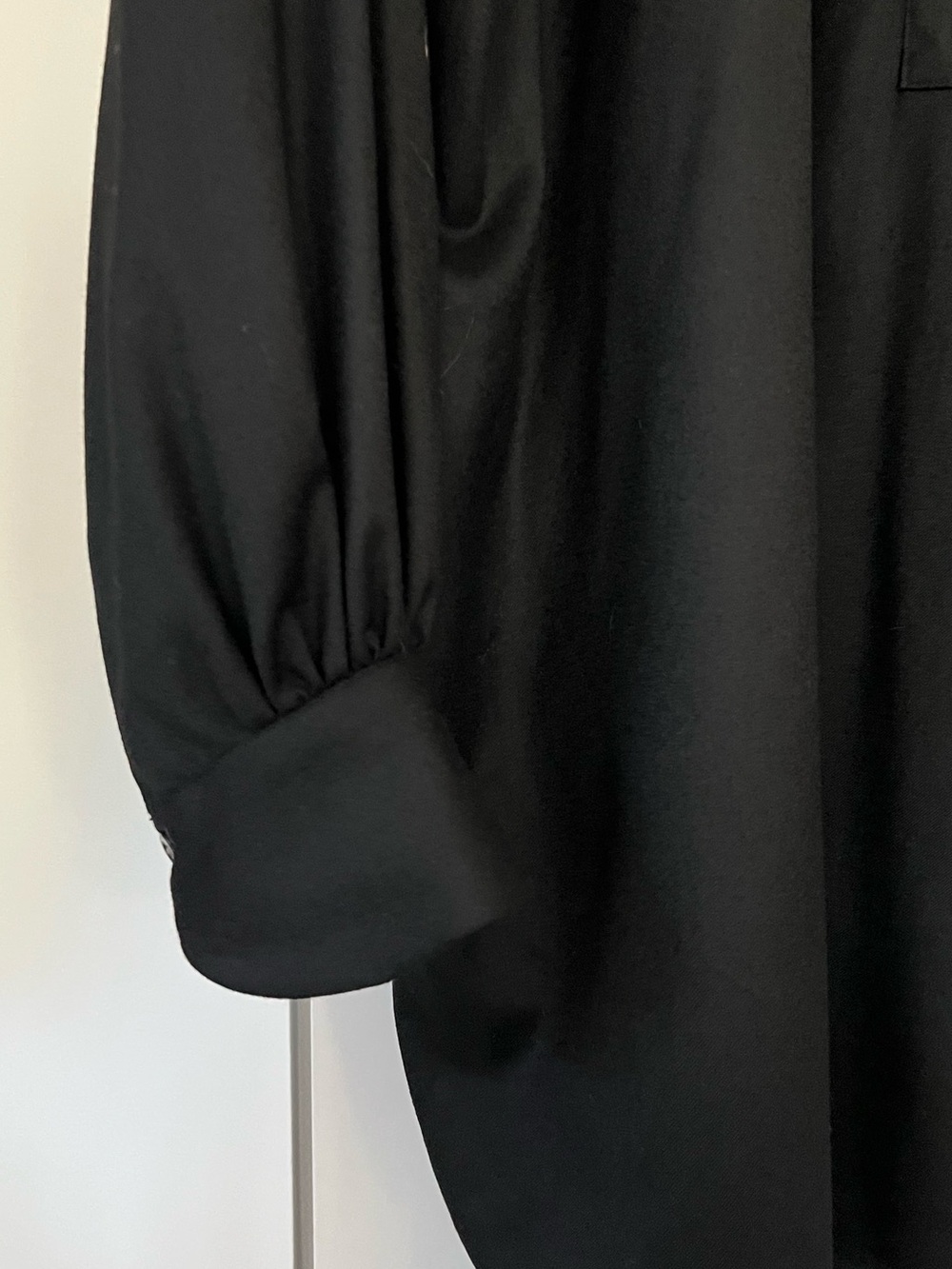 Black Mini Shirt Dress with Button Placket - Picture 3 of 5